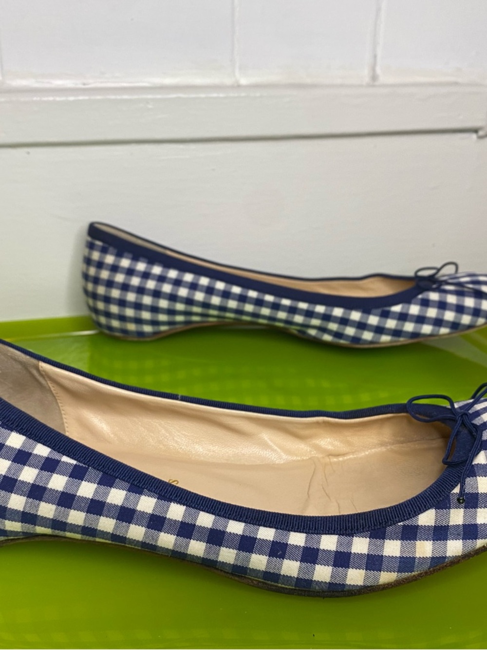 Christian Louboutin Blue and White Gingham Ballet Flats - Picture 3 of 11
